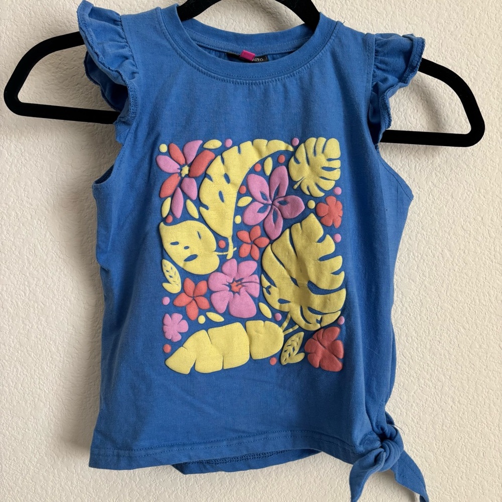 Vince Camuto Blue and Yellow Tropical Print Tank Top